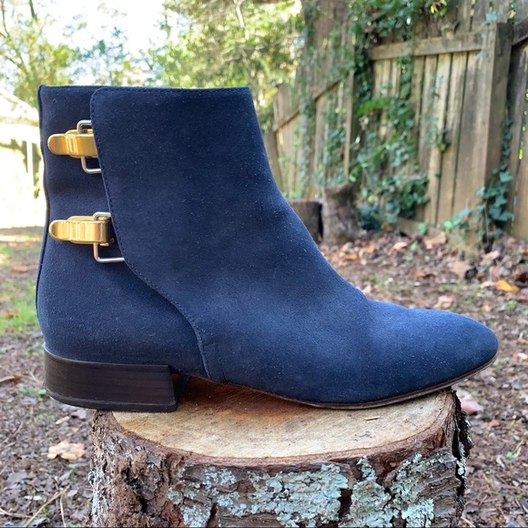 Chloe Double-Buckle Blue Suede Ankle Boots 36 - Picture 12 of 16